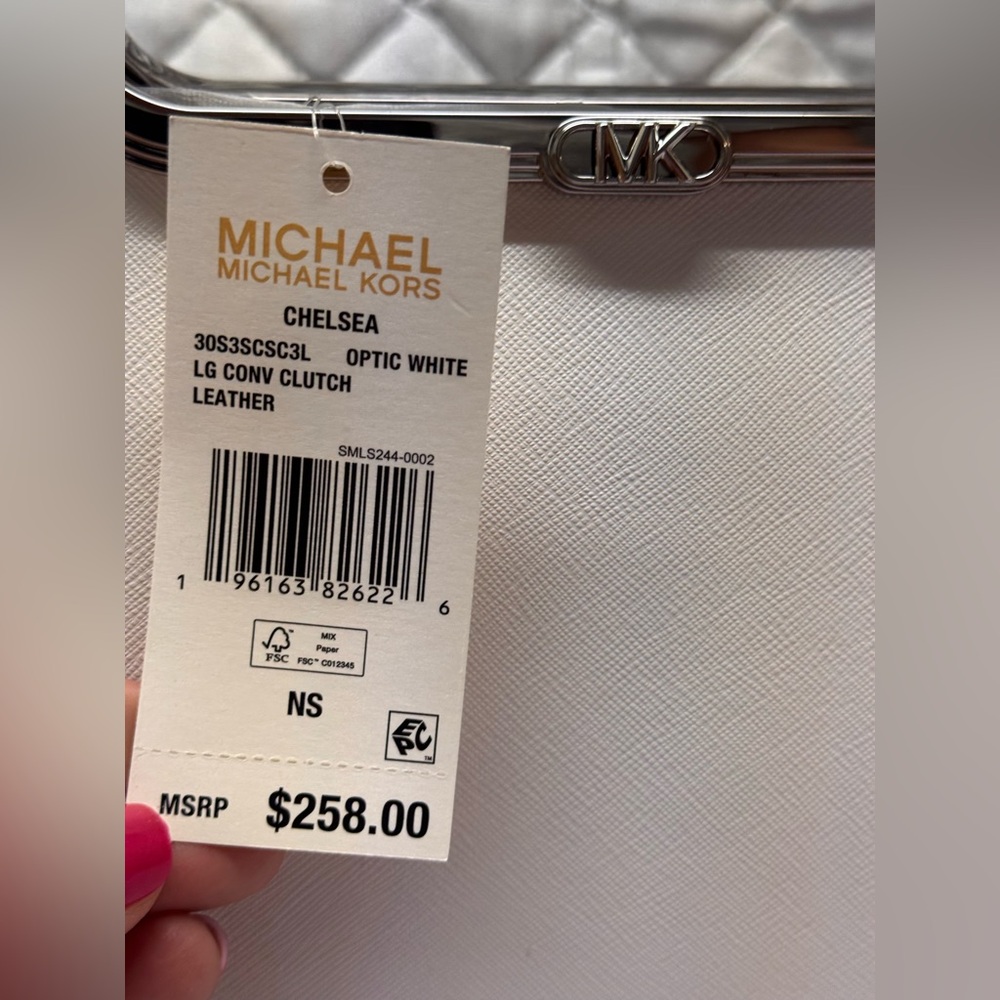 NWT Michael Kors Convertible Clutch Bag in Optic White & chain link strap - Picture 9 of 12